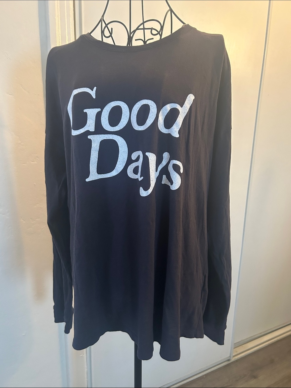 Madewell Black Lightweight Long Sleeve Graphic Top Size M